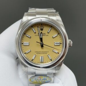 Rolex Oyster Perpetual 134300-0007 Clean Factory Yellow Dial Replica Watch - Best Quality Replica Watches UK Swiss Watch Brands 1:1 Replica Fake Watch