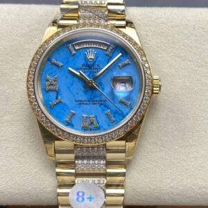 Rolex Day-Date M128348RBR-0038 8+ Factory Diamond Hour Markers Replica Watch - Best Quality Replica Watches UK Swiss Watch Brands 1:1 Replica Fake Watch