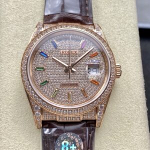 Rolex Day-Date 128155RBR 8+ Factory Date Display Replica Watch - Best Quality Replica Watches UK Swiss Watch Brands 1:1 Replica Fake Watch