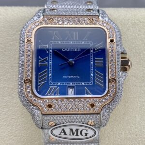 Cartier Santos W2SA0020 AMG factory blue dial Replica Watch - Best Quality Replica Watches UK Swiss Watch Brands 1:1 Replica Fake Watch