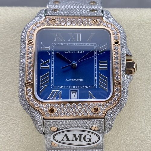 Cartier Santos W2SA0020 AMG factory blue dial Replica Watch - Best Quality Replica Watches UK Swiss Watch Brands 1:1 Replica Fake Watch